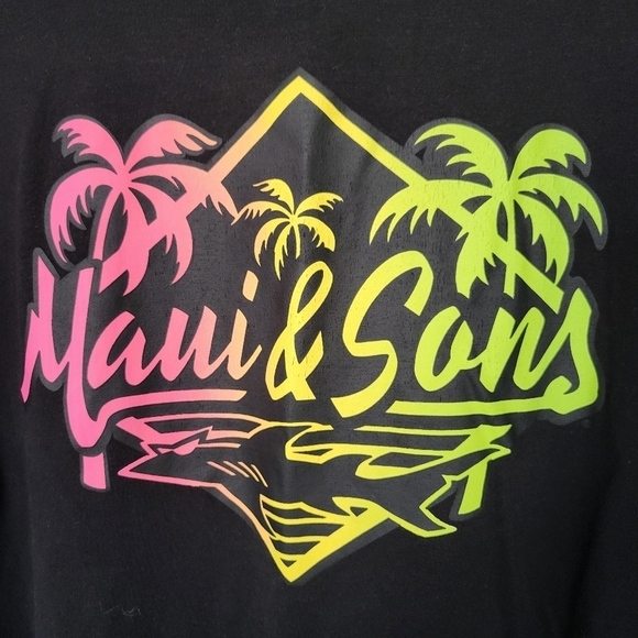 Maui and Sons Men's Medium Black Short Sleeve T-shirt Colorful Graphic Tee - Picture 6 of 6